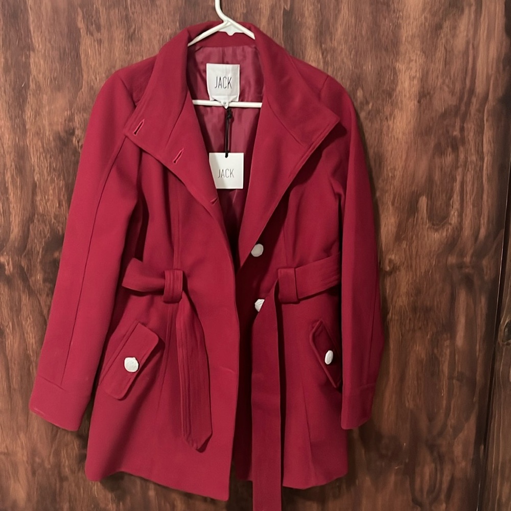 New with Tags Jack woman’s pea coat magenta M